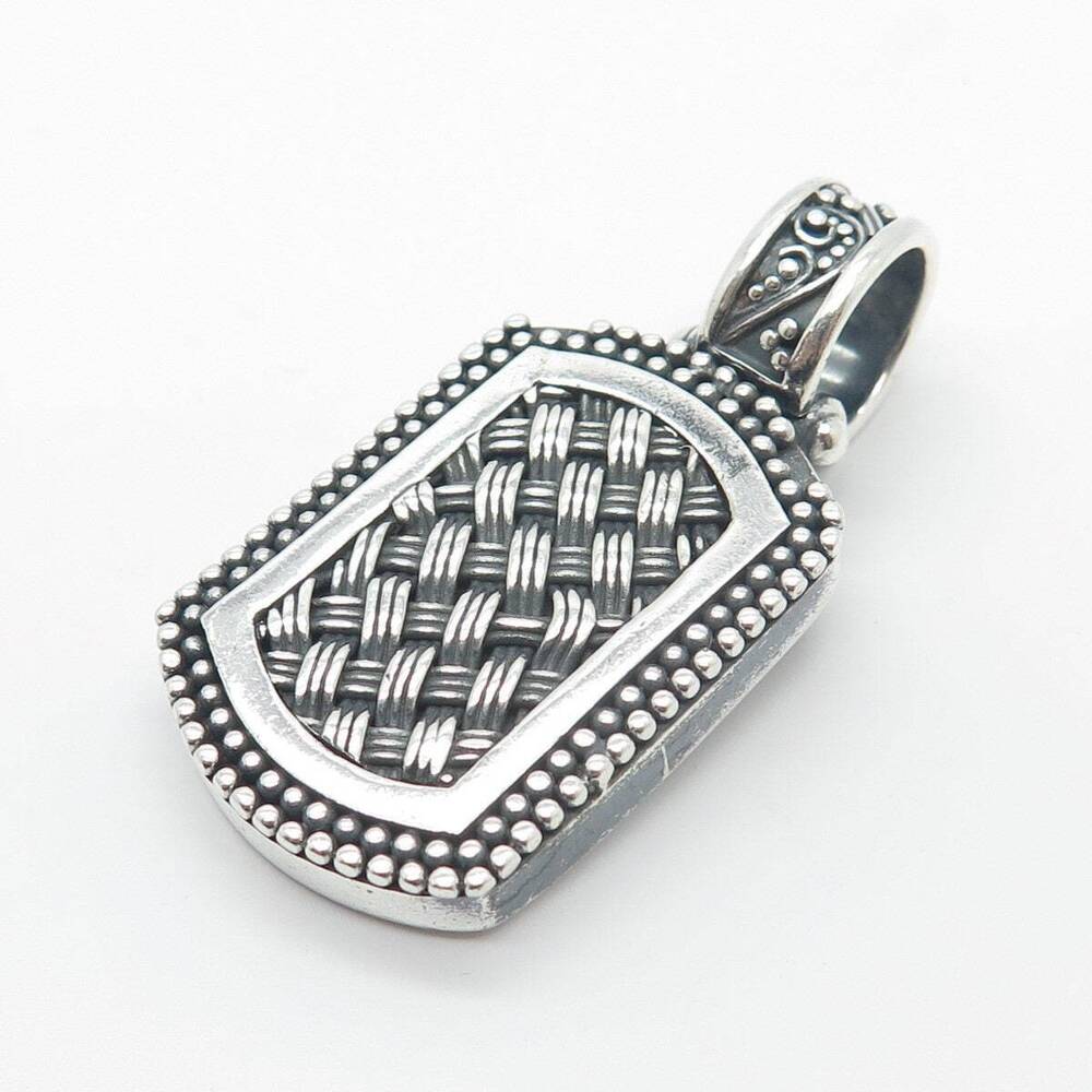 925 Sterling Silver Vintage Suarti Bali Woven Beaded Pendant - Picture 5 of 8